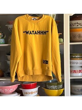 Bruce Lee x Fairwhale WATAHHH! Yellow Embroidered Sweatshirt - Size Large